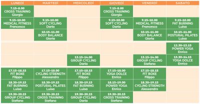 Il palinsesto dei corsi SALA di Avalon Wellness and Medical Center per la stagione 2024/2025