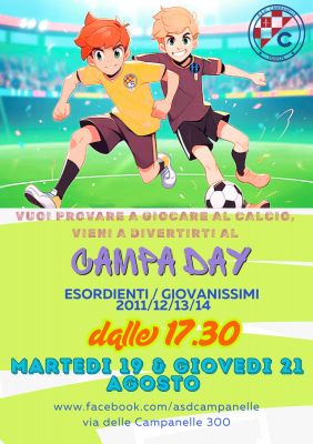 "Campa day" per Esordienti e Giovanissimi dal 19 al 21 agosto